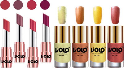 

Volo Ultra HD Shine Nail Polish and Creamy With Matte Lipsticks Combo(Set of 8)