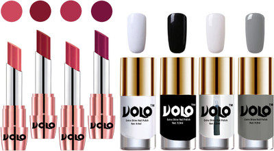 Volo Ultra HD Shine Nail Polish and Creamy With Matte Lipsticks Combo(Set of 8)