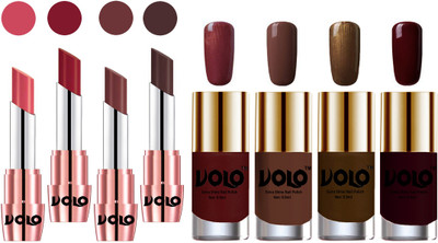 

Volo Ultra HD Shine Nail Polish and Creamy With Matte Lipsticks Combo(Set of 8)