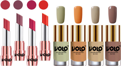 

Volo Ultra HD Shine Nail Polish and Creamy With Matte Lipsticks Combo(Set of 8)