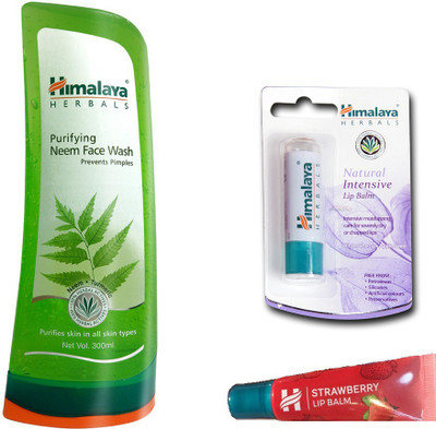 

Himalaya Purifying Neem Face Wash, Natural Intensive Lip Balm, Strawberry Lip Balm(Set of 3)