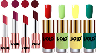 

Volo Ultra HD Shine Nail Polish and Creamy With Matte Lipsticks Combo(Set of 8)