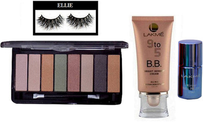 

Ellie Eyelashes, 8 shades Eyeshadow palette, BB Cream & Mirror Nail Paint(Set of 4)