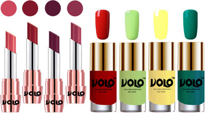 

Volo Ultra HD Shine Nail Polish and Creamy With Matte Lipsticks Combo(Set of 8)
