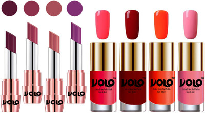 

Volo Ultra HD Shine Nail Polish and Creamy With Matte Lipsticks Combo(Set of 8)