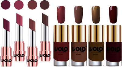 

Volo Ultra HD Shine Nail Polish and Creamy With Matte Lipsticks Combo(Set of 8)