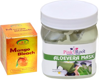 

Pink Root ALOEVERA MASK 500GM WITH MANGO BLEACH 50GM(Set of 2)