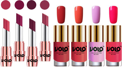 

Volo Ultra HD Shine Nail Polish and Creamy With Matte Lipsticks Combo(Set of 8)