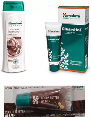 

Himalaya Cocoa Butter Body Lotion, Clearvital Cream, Cocoa Butter Lip Balm(Set of 3)