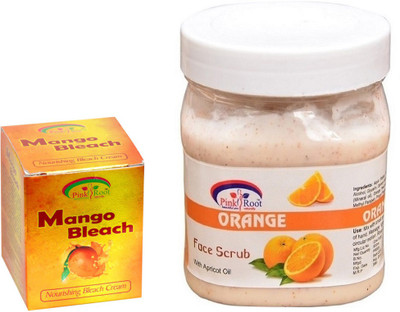 

Pink Root ORANGE SCRUB 500GM WITH MANGO BLEACH 50GM(Set of 2)