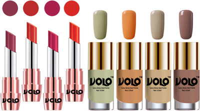 

Volo Ultra HD Shine Nail Polish and Creamy With Matte Lipsticks Combo(Set of 8)
