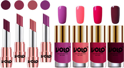 

Volo Ultra HD Shine Nail Polish and Creamy With Matte Lipsticks Combo(Set of 8)