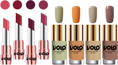 

Volo Ultra HD Shine Nail Polish and Creamy With Matte Lipsticks Combo(Set of 8)