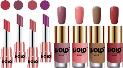 

Volo Ultra HD Shine Nail Polish and Creamy With Matte Lipsticks Combo(Set of 8)