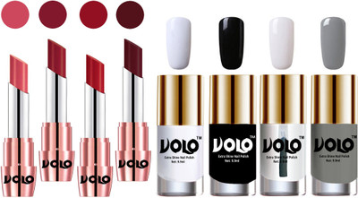 

Volo Ultra HD Shine Nail Polish and Creamy With Matte Lipsticks Combo(Set of 8)