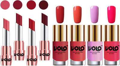 

Volo Ultra HD Shine Nail Polish and Creamy With Matte Lipsticks Combo(Set of 8)