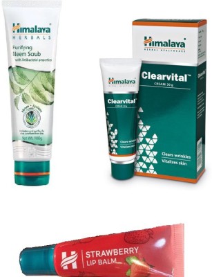 

Himalaya neem face scrub, clearvital cream, coca butter lip balm(Set of 3)