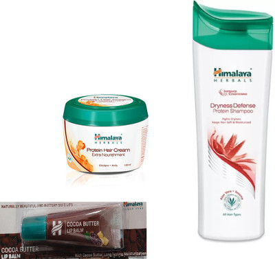 

Himalaya dryness defense shampoo, protien hair cream, coca butter lip balm(Set of 3)