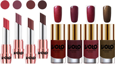 

Volo Ultra HD Shine Nail Polish and Creamy With Matte Lipsticks Combo(Set of 8)