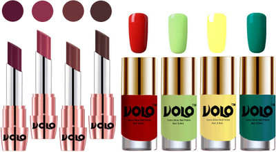 

Volo Ultra HD Shine Nail Polish and Creamy With Matte Lipsticks Combo(Set of 8)