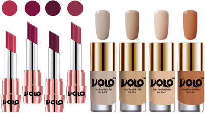 

Volo Ultra HD Shine Nail Polish and Creamy With Matte Lipsticks Combo(Set of 8)