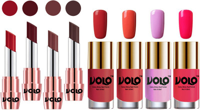 

Volo Ultra HD Shine Nail Polish and Creamy With Matte Lipsticks Combo(Set of 8)