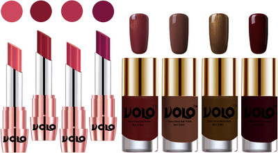 

Volo Ultra HD Shine Nail Polish and Creamy With Matte Lipsticks Combo(Set of 8)