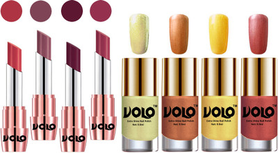 

Volo Ultra HD Shine Nail Polish and Creamy With Matte Lipsticks Combo(Set of 8)