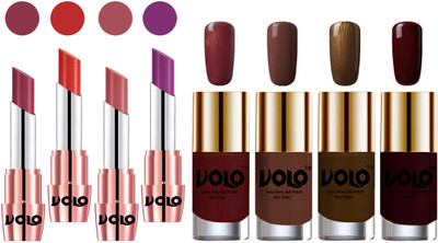 

Volo Ultra HD Shine Nail Polish and Creamy With Matte Lipsticks Combo(Set of 8)