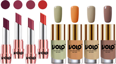 

Volo Ultra HD Shine Nail Polish and Creamy With Matte Lipsticks Combo(Set of 8)