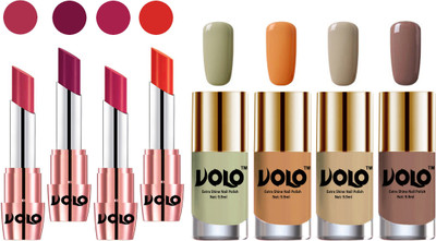 

Volo Ultra HD Shine Nail Polish and Creamy With Matte Lipsticks Combo(Set of 8)