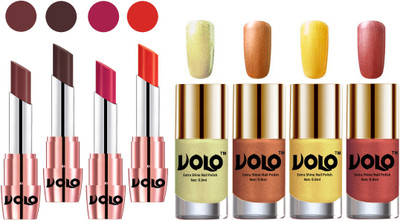 

Volo Ultra HD Shine Nail Polish and Creamy With Matte Lipsticks Combo(Set of 8)