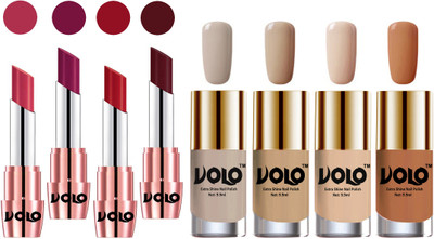 

Volo Ultra HD Shine Nail Polish and Creamy With Matte Lipsticks Combo(Set of 8)