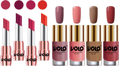 

Volo Ultra HD Shine Nail Polish and Creamy With Matte Lipsticks Combo(Set of 8)