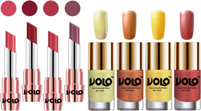 Volo Ultra HD Shine Nail Polish and Creamy With Matte Lipsticks Combo(8 Items in the set)