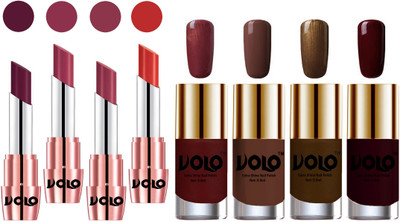 

Volo Ultra HD Shine Nail Polish and Creamy With Matte Lipsticks Combo(Set of 8)