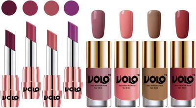 

Volo Ultra HD Shine Nail Polish and Creamy With Matte Lipsticks Combo(Set of 8)