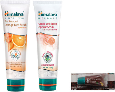 

Himalaya TAN REMOVAL FACE SCRUB, APPRICOT FACR SCRUB, COCA BUTTER LIP BALM(Set of 3)