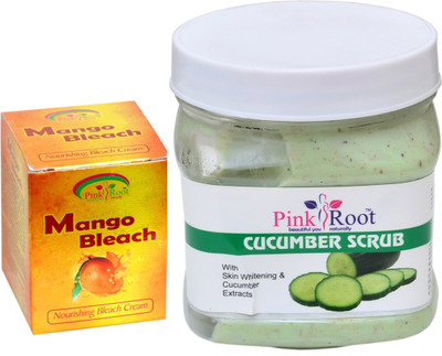 Pink Root CUCUMBER SCRUB 500GM WITH MANGO BLEACH 50GM(Set of 2)