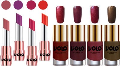 

Volo Ultra HD Shine Nail Polish and Creamy With Matte Lipsticks Combo(Set of 8)