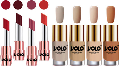 

Volo Ultra HD Shine Nail Polish and Creamy With Matte Lipsticks Combo(Set of 8)