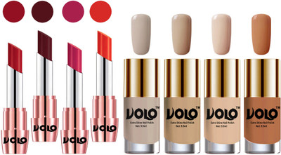 

Volo Ultra HD Shine Nail Polish and Creamy With Matte Lipsticks Combo(Set of 8)