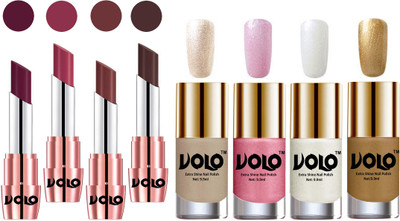 

Volo Ultra HD Shine Nail Polish and Creamy With Matte Lipsticks Combo(Set of 8)