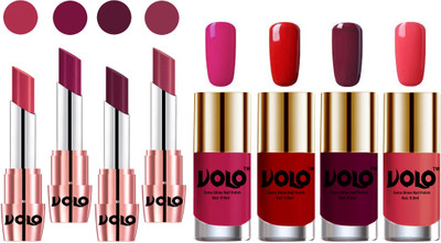 

Volo Ultra HD Shine Nail Polish and Creamy With Matte Lipsticks Combo(Set of 8)