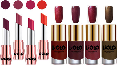 

Volo Ultra HD Shine Nail Polish and Creamy With Matte Lipsticks Combo(Set of 8)