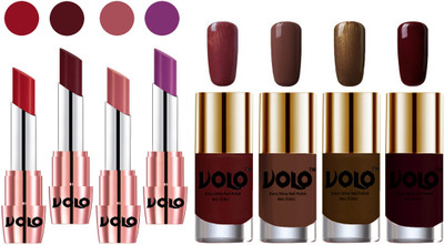 

Volo Ultra HD Shine Nail Polish and Creamy With Matte Lipsticks Combo(Set of 8)