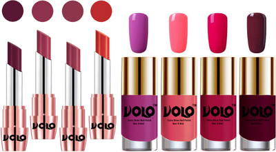 

Volo Ultra HD Shine Nail Polish and Creamy With Matte Lipsticks Combo(Set of 8)