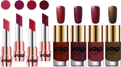 

Volo Ultra HD Shine Nail Polish and Creamy With Matte Lipsticks Combo(Set of 8)