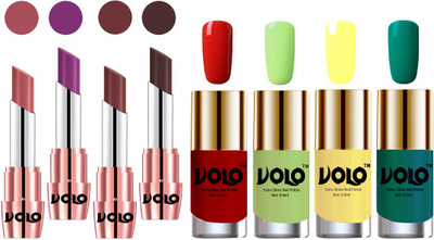 

Volo Ultra HD Shine Nail Polish and Creamy With Matte Lipsticks Combo(Set of 8)