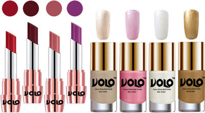 

Volo Ultra HD Shine Nail Polish and Creamy With Matte Lipsticks Combo(Set of 8)